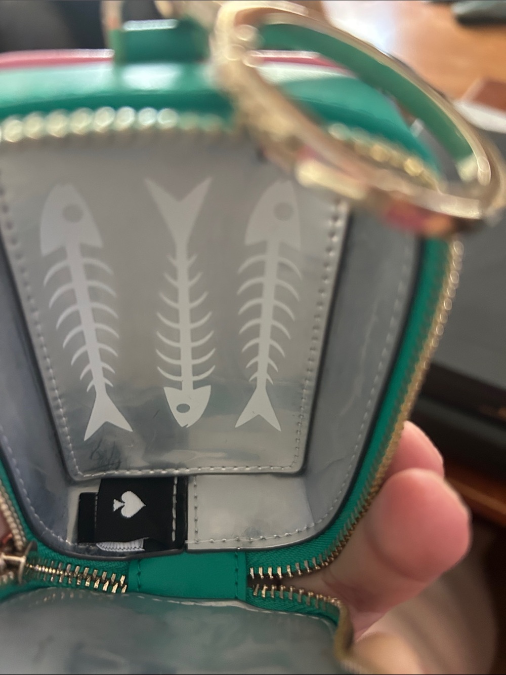 kate spade teal, pink, yellow sardines coin purse BN - Picture 5 of 5